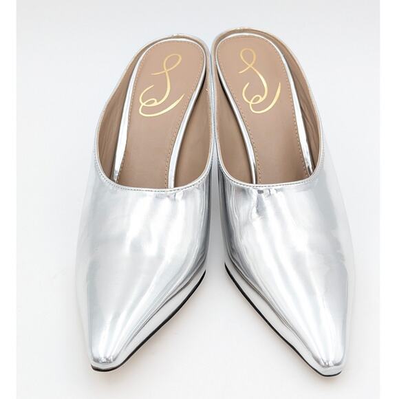 Sam Edelman Vonn Pointed Toe Mule Pumps Women's Silver Size US6.5 EU37 - Picture 2 of 11